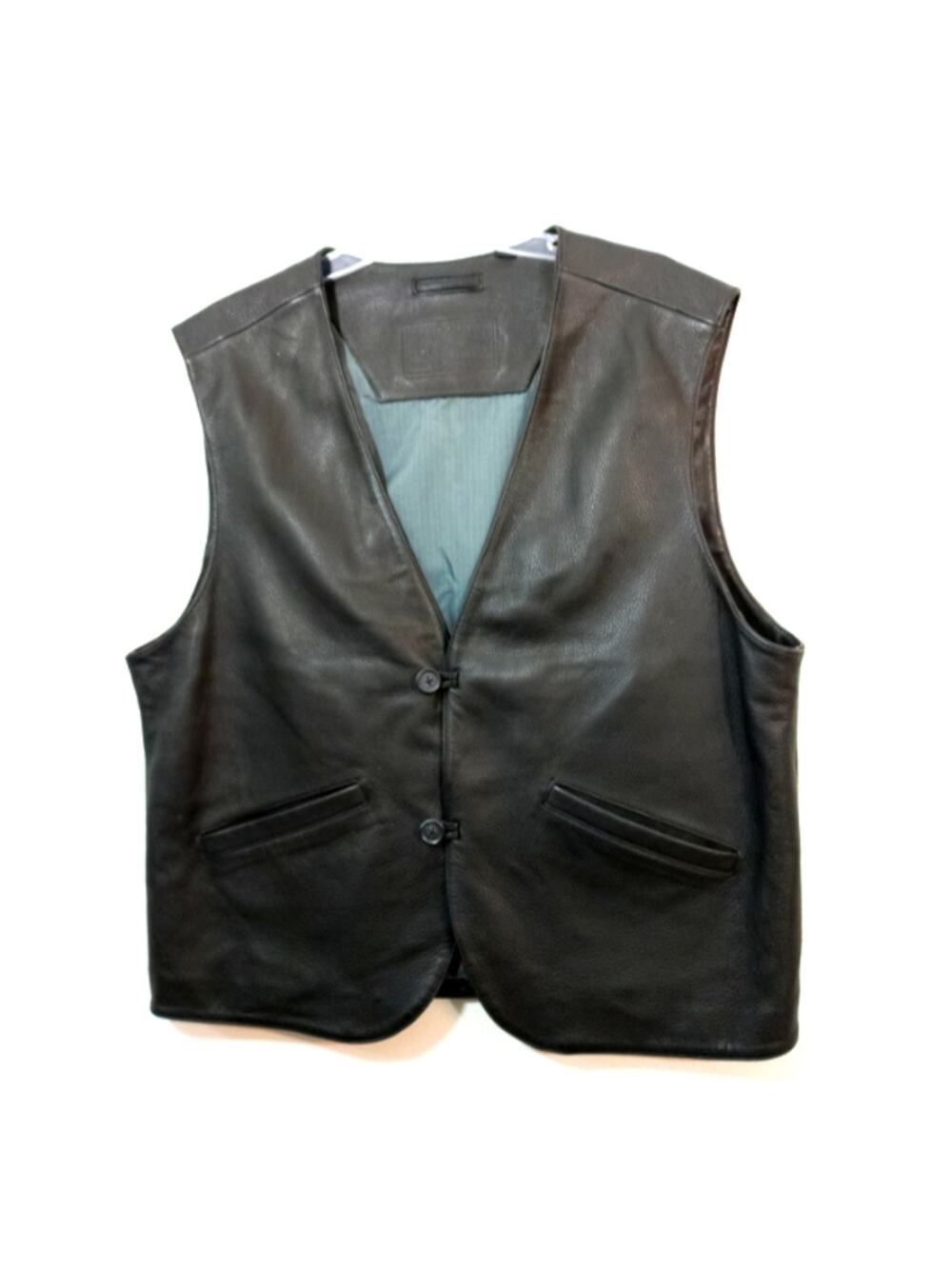 Roundtree & Yorke black pebbled lambskin leather vest L